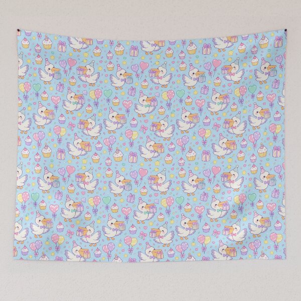 Item preview, Cute Birthday Baby Pelican Pastel Kawaii Party Pattern designed and sold by Soft Berry Studio.
