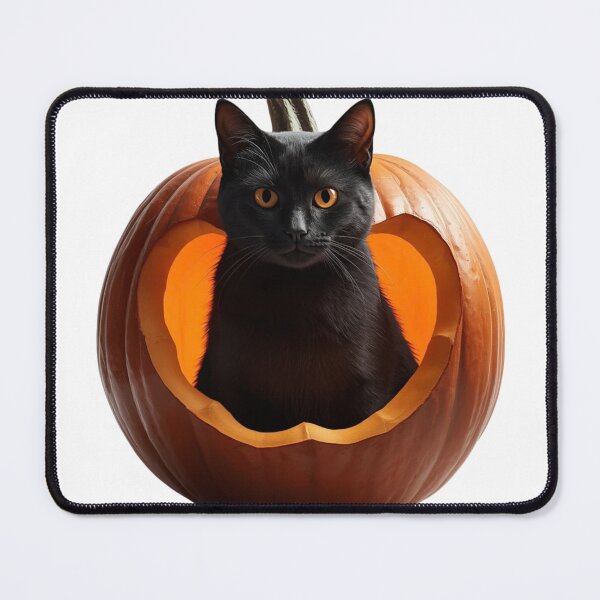 Item preview, Black Cat Peeking Out of Glowing Halloween Pumpkin designed and sold by OlesiaCraft.
