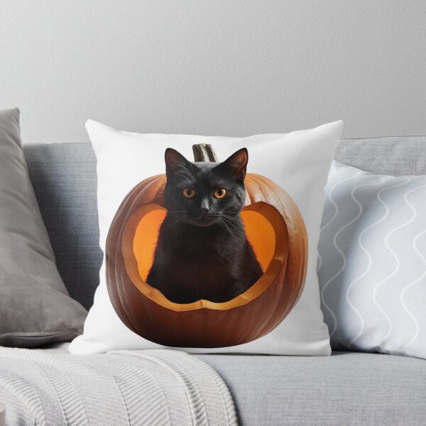 Item preview, Black Cat Peeking Out of Glowing Halloween Pumpkin designed and sold by OlesiaCraft.