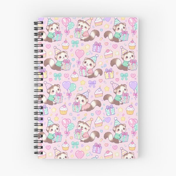 Item preview, Cute Birthday Baby Ferret Pastel Kawaii Pattern designed and sold by Soft Berry Studio.