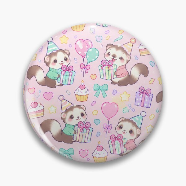Item preview, Cute Birthday Baby Ferret Pastel Kawaii Pattern designed and sold by Soft Berry Studio.