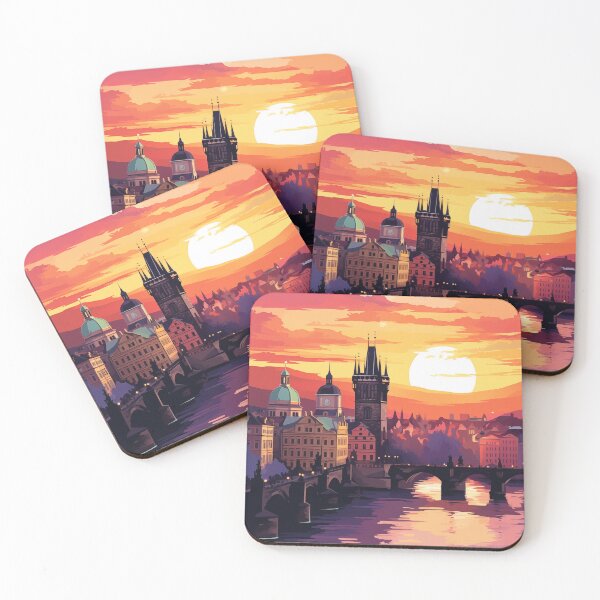 Item preview, Prague Charles Bridge Sunset Travel Poster designed and sold by Anuchartl.