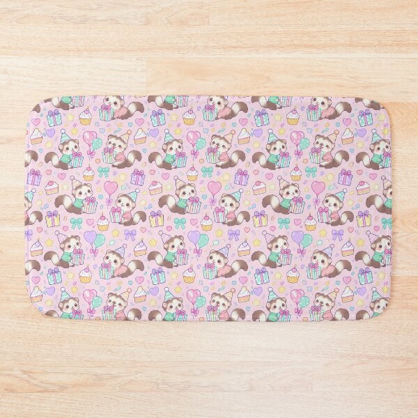 Item preview, Cute Birthday Baby Ferret Pastel Kawaii Pattern designed and sold by Soft Berry Studio.