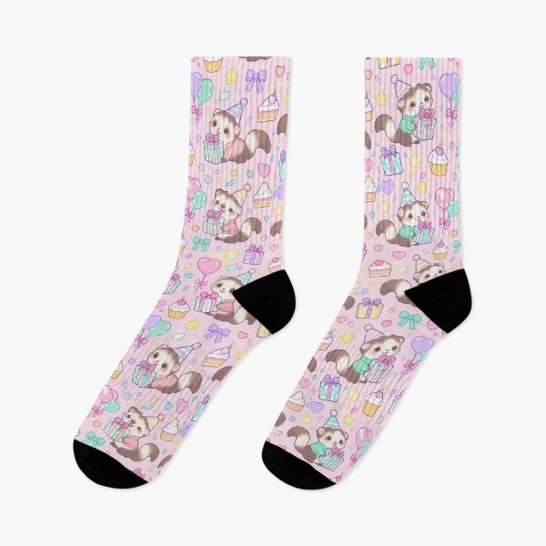 Item preview, Cute Birthday Baby Ferret Pastel Kawaii Pattern designed and sold by Soft Berry Studio.