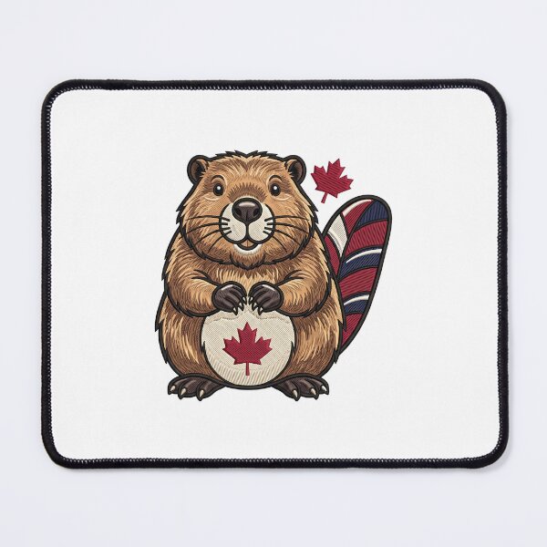 Item preview, Happy Canadian Beaver with Maple Leaves designed and sold by ArtDesignTp.