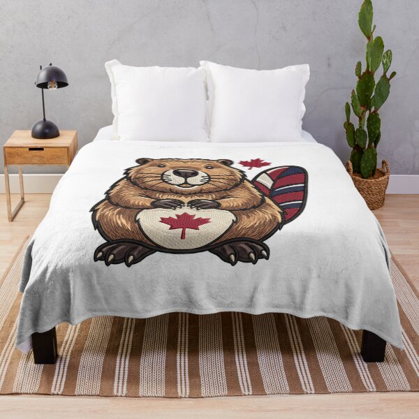 Item preview, Happy Canadian Beaver with Maple Leaves designed and sold by ArtDesignTp.