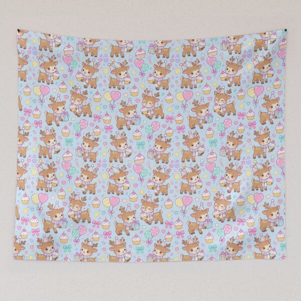 Item preview, Cute Birthday Baby Reindeer Pastel Kawaii Pattern designed and sold by Soft Berry Studio.