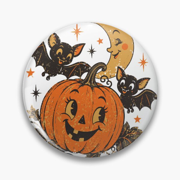 Item preview, Cute Retro Halloween Pumpkin Bats Crescent Moon designed and sold by CreativeBrains7.
