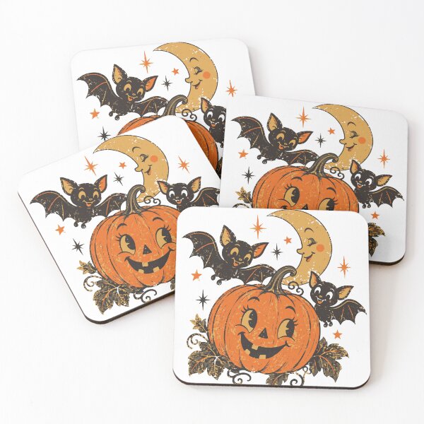 Item preview, Cute Retro Halloween Pumpkin Bats Crescent Moon designed and sold by CreativeBrains7.