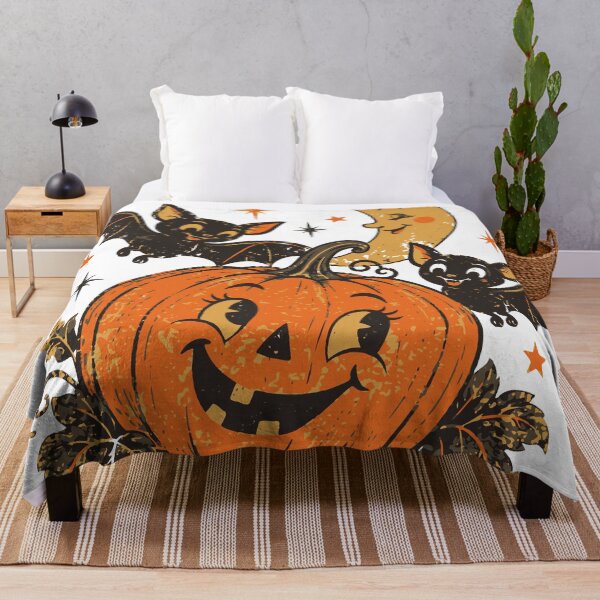 Item preview, Cute Retro Halloween Pumpkin Bats Crescent Moon designed and sold by CreativeBrains7.