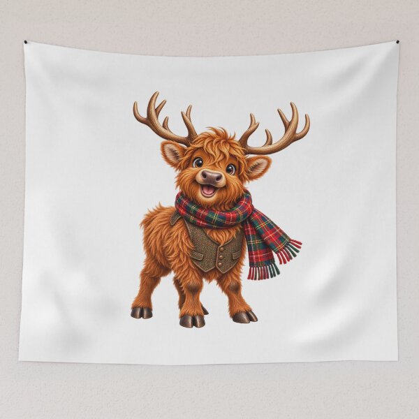 Item preview, Cute Scottish Highland Stag in Tartan Scarf designed and sold by MaedK.