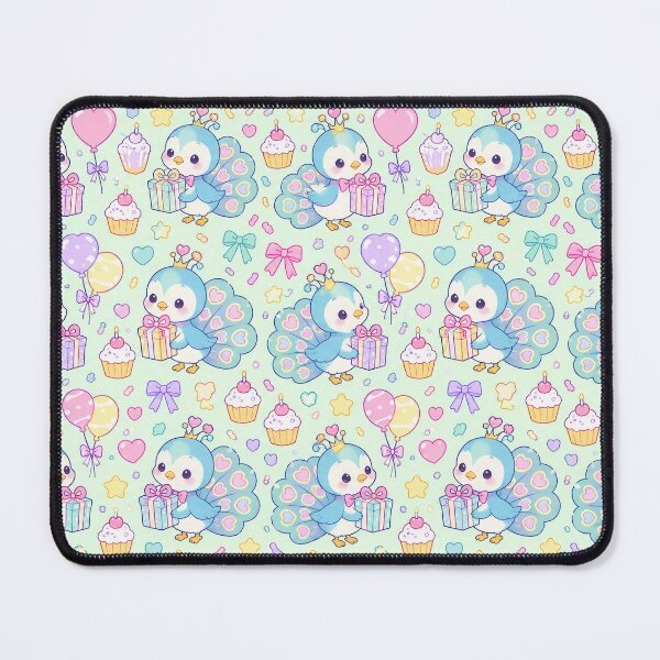Item preview, Cute Birthday Baby Peacock Chick Pastel Kawaii Pattern designed and sold by Soft Berry Studio.