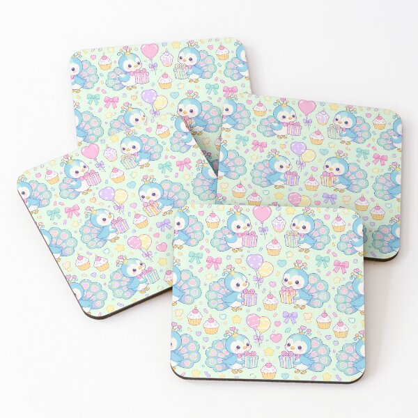 Item preview, Cute Birthday Baby Peacock Chick Pastel Kawaii Pattern designed and sold by Soft Berry Studio.