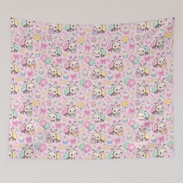 Item preview, Cute Birthday Baby Beetle Pastel Kawaii Pattern designed and sold by Soft Berry Studio.