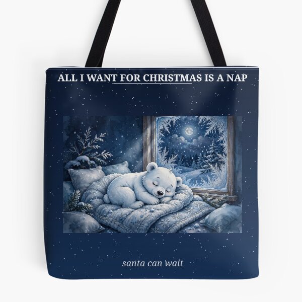 Item preview, All I Want For Christmas Is A Nap Funny Blue Sticker designed and sold by MojoHill.