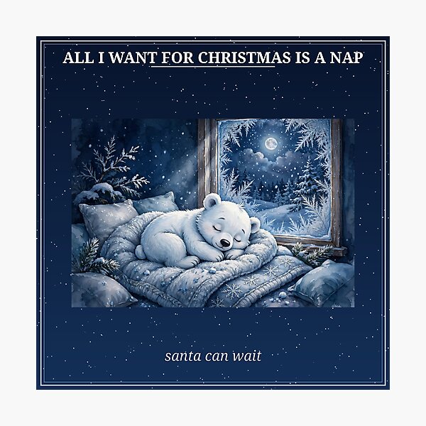 Item preview, All I Want For Christmas Is A Nap Funny Blue Sticker designed and sold by MojoHill.