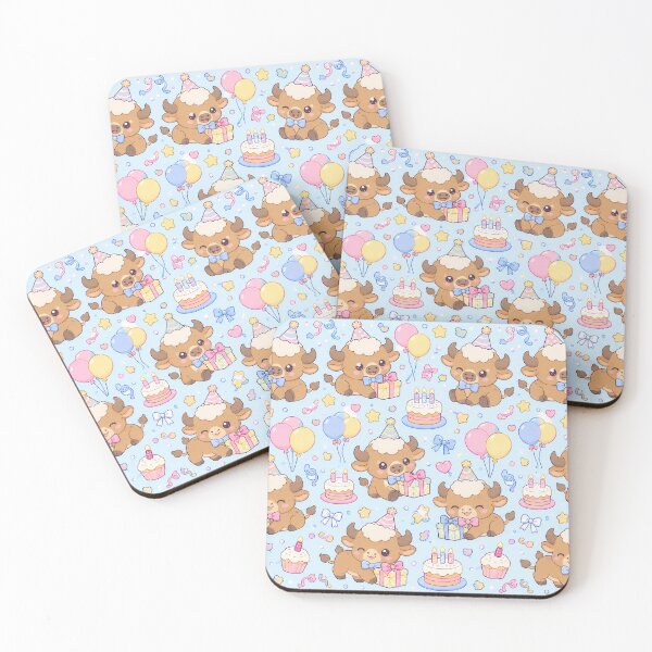 Item preview, Cute Birthday Baby Buffalo Pastel Kawaii Pattern designed and sold by Soft Berry Studio.