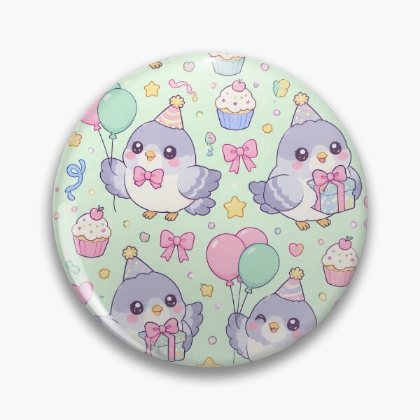 Item preview, Cute Birthday Baby Pigeon Pastel Kawaii Pattern designed and sold by Soft Berry Studio.