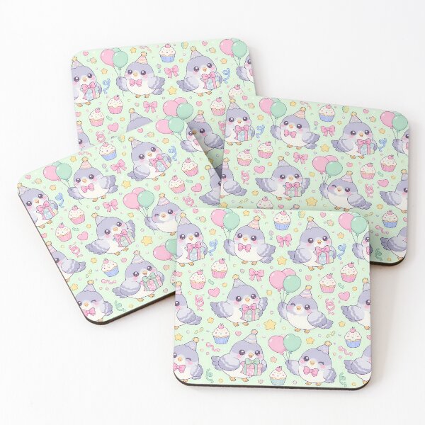 Item preview, Cute Birthday Baby Pigeon Pastel Kawaii Pattern designed and sold by Soft Berry Studio.