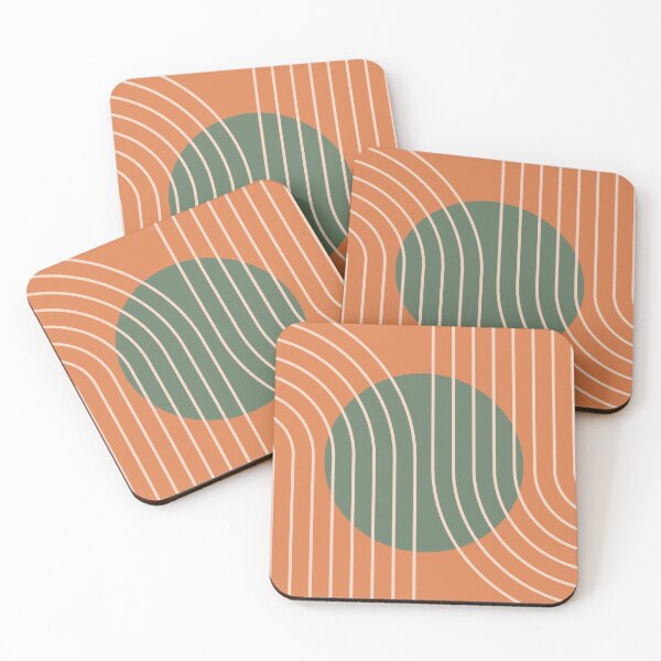 Item preview, Mid Century Modern Abstract Geometric Terracotta and Sage Green designed and sold by nineFlorals.