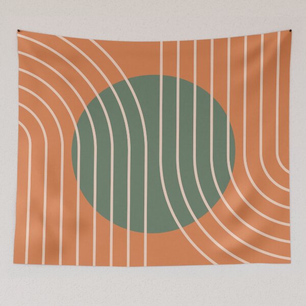 Item preview, Mid Century Modern Abstract Geometric Terracotta and Sage Green designed and sold by nineFlorals.