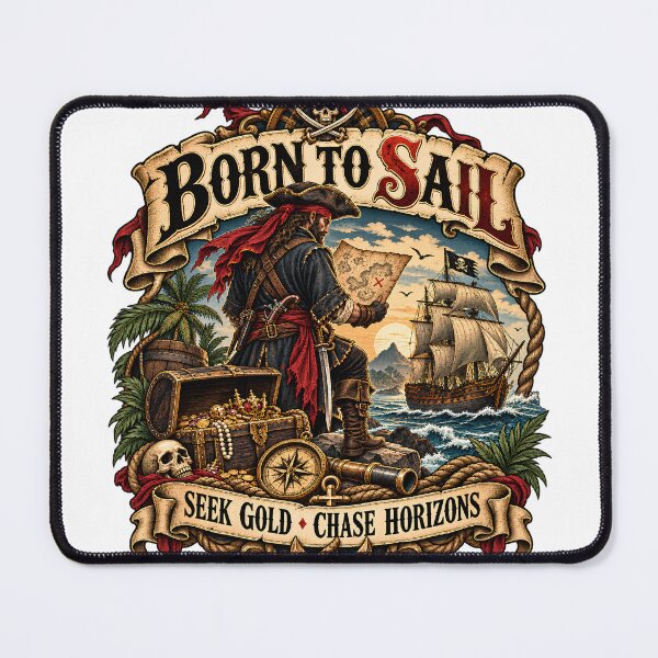 Item preview, Born to Sail - Seek Gold, Chase Horizons Pirate Emblem designed and sold by ZayCreates.