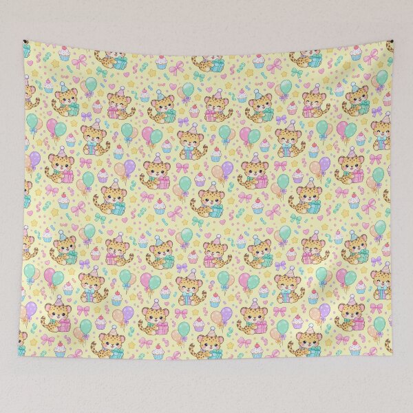 Item preview, Cute Birthday Baby Cheetah Pastel Kawaii Pattern designed and sold by Soft Berry Studio.
