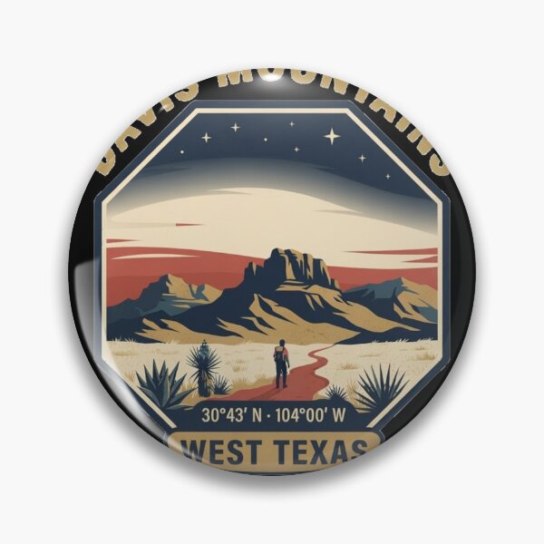 Item preview, Davis Mountains - West Texas Vintage Travel Badge designed and sold by mnkyride.