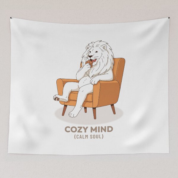 Item preview, White Lion Eating Blueberry Muffin Vintage Aesthetic designed and sold by COZY VINTAGE animal.