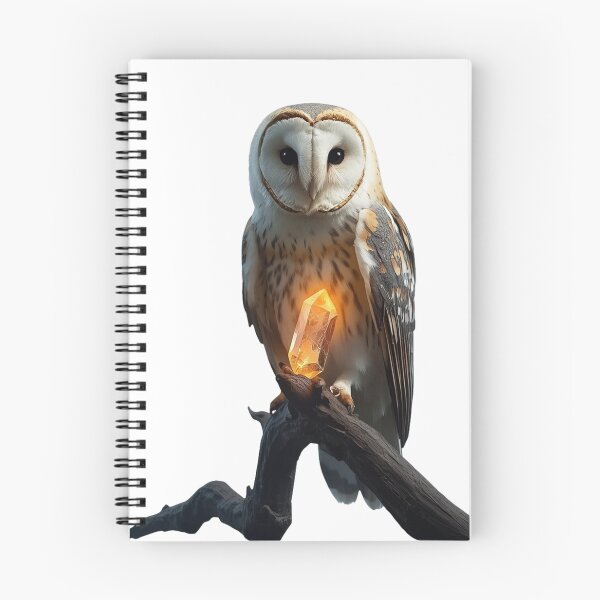 Item preview, Barn Owl on Branch with Glowing Amber Crystal designed and sold by OlesiaCraft.