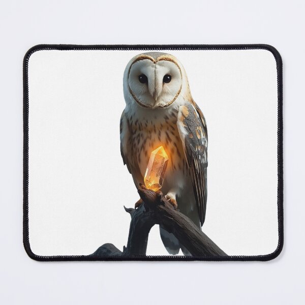 Item preview, Barn Owl on Branch with Glowing Amber Crystal designed and sold by OlesiaCraft.
