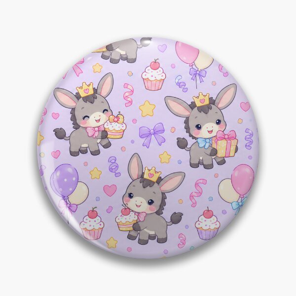 Item preview, Cute Birthday Baby Donkey Pastel Kawaii Pattern designed and sold by Soft Berry Studio.