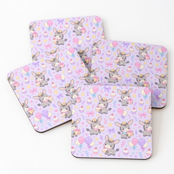 Item preview, Cute Birthday Baby Donkey Pastel Kawaii Pattern designed and sold by Soft Berry Studio.