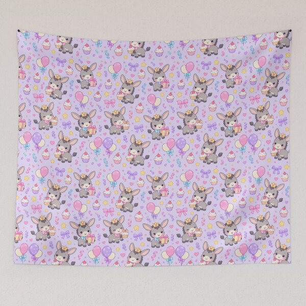Item preview, Cute Birthday Baby Donkey Pastel Kawaii Pattern designed and sold by Soft Berry Studio.