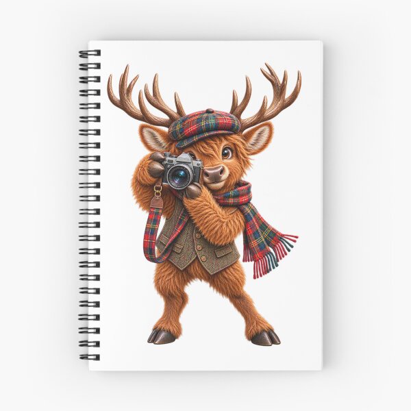 Item preview, Cute Scottish Highland Stag Photographer with Vintage Camera designed and sold by MaedK.