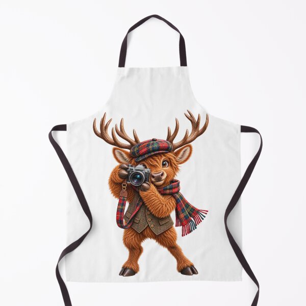 Item preview, Cute Scottish Highland Stag Photographer with Vintage Camera designed and sold by MaedK.