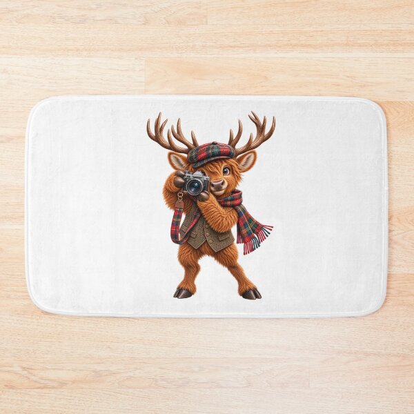 Item preview, Cute Scottish Highland Stag Photographer with Vintage Camera designed and sold by MaedK.