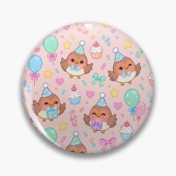 Item preview, Cute Birthday Baby Robin Pastel Kawaii Pattern designed and sold by Soft Berry Studio.