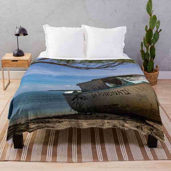 Item preview, Old fishing boat on the beach – Tropical coastal idyll designed and sold by Nicole Bleck.
