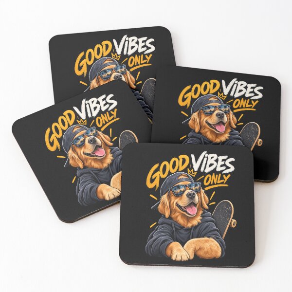 Item preview, Good Vibes Only Funny Golden Retriever Skateboard Dog designed and sold by SilverLook48.