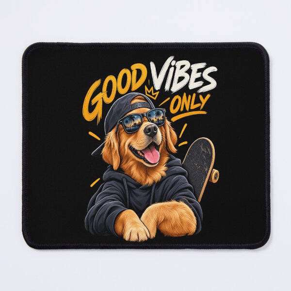 Item preview, Good Vibes Only Funny Golden Retriever Skateboard Dog designed and sold by SilverLook48.