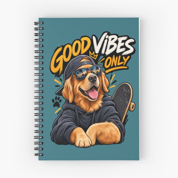 Item preview, Good Vibes Only Funny Golden Retriever Skateboard Dog designed and sold by SilverLook48.