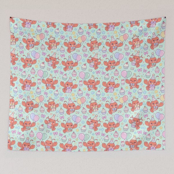 Item preview, Cute Birthday Baby Lobster Pastel Kawaii Pattern designed and sold by Soft Berry Studio.