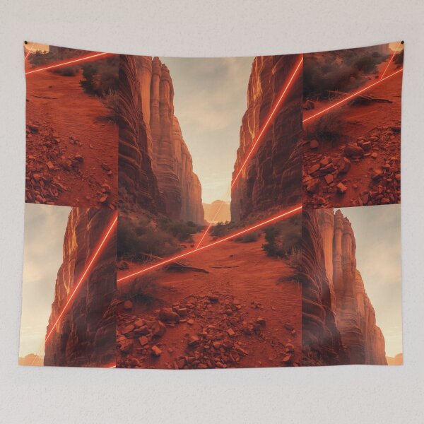 Item preview, Glowing Red Laser Beams In Ancient Canyon designed and sold by monkeybusiness.pt.