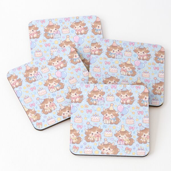 Item preview, Cute Birthday Baby Yak Pastel Kawaii Pattern designed and sold by Soft Berry Studio.