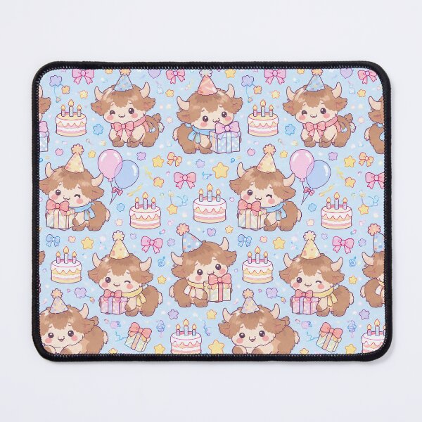 Item preview, Cute Birthday Baby Yak Pastel Kawaii Pattern designed and sold by Soft Berry Studio.