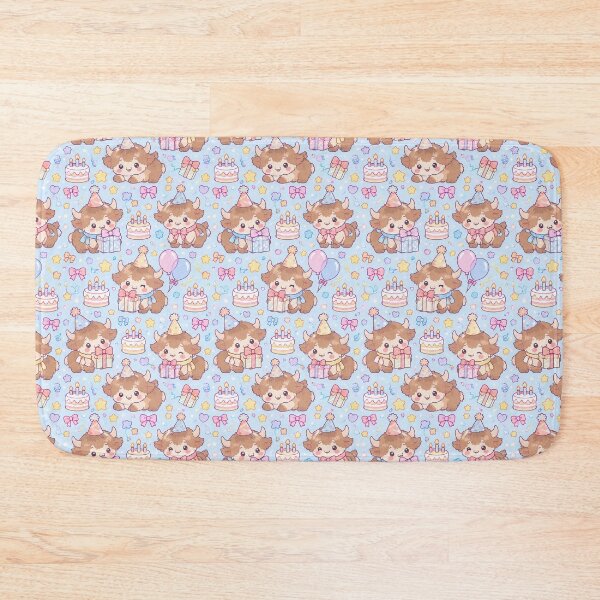 Item preview, Cute Birthday Baby Yak Pastel Kawaii Pattern designed and sold by Soft Berry Studio.