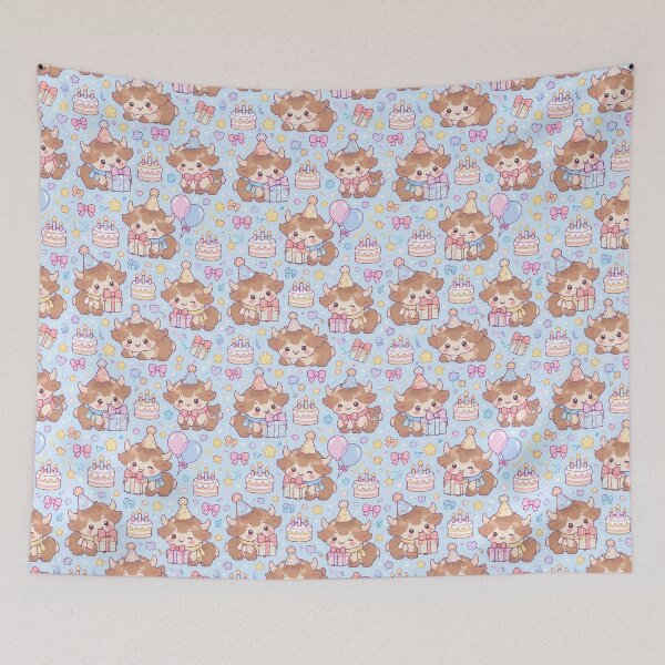 Item preview, Cute Birthday Baby Yak Pastel Kawaii Pattern designed and sold by Soft Berry Studio.