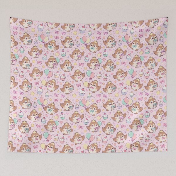 Item preview, Cute Birthday Baby Sparrow Pastel Kawaii Pattern designed and sold by Soft Berry Studio.