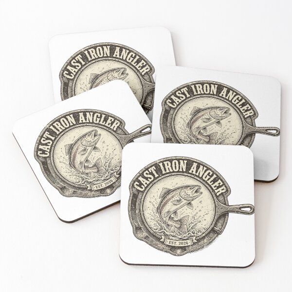 Item preview, Cast Iron Angler T-Shirt – Vintage Fishing Badge Tee for Fishermen designed and sold by Worn and Witty.